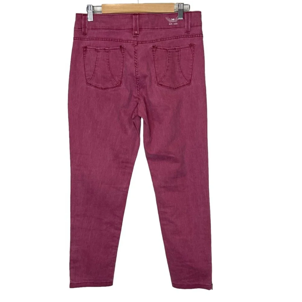 Lee Shapetastic Hidden Hold Magenta Skinny Leg Zipper Ankle Jeans Women's Size M